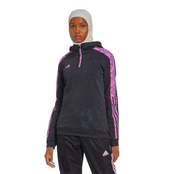 ADIDAS Tiro Winterized Hoodie Sweatshirt Track Jacket Black Lilac 3/4 Zip S NWT - Picture 16 of 16